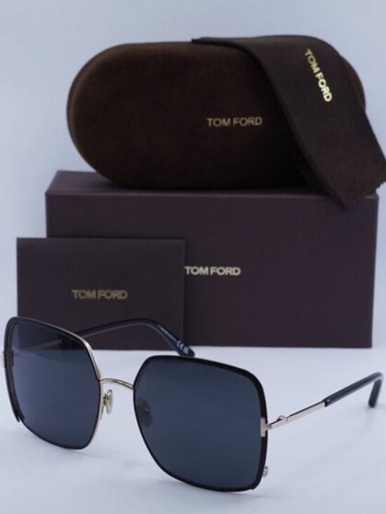 Tom Ford Raphaela FT1006 02A Square Sunglasses - Black/Gold/Smoke main image 5